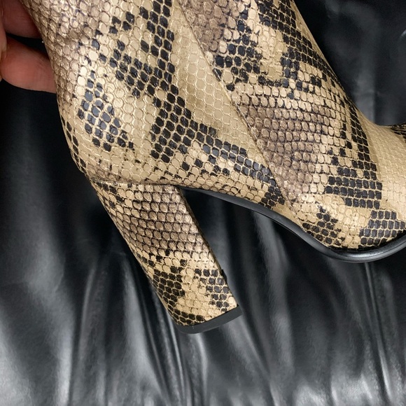 Brown Block Heel Knee High Boot in Faux Snakeskin, Women’s - Picture 5 of 15